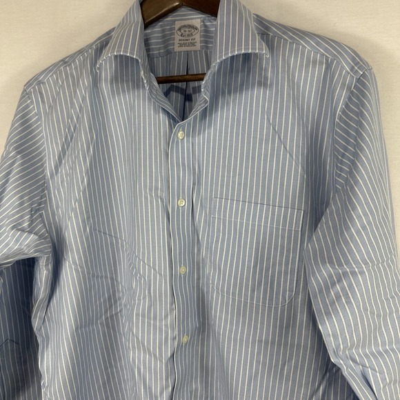 Brooks Brothers Shirt Mens 16-32 Blue Stripe Regent Fit Button Down L/S Oxford - Picture 5 of 6